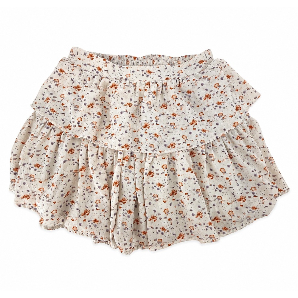 Harper Wren Cream Floral Bubble Mini Skirt M Boho Cottagecore Y2K Ruffle Ivory